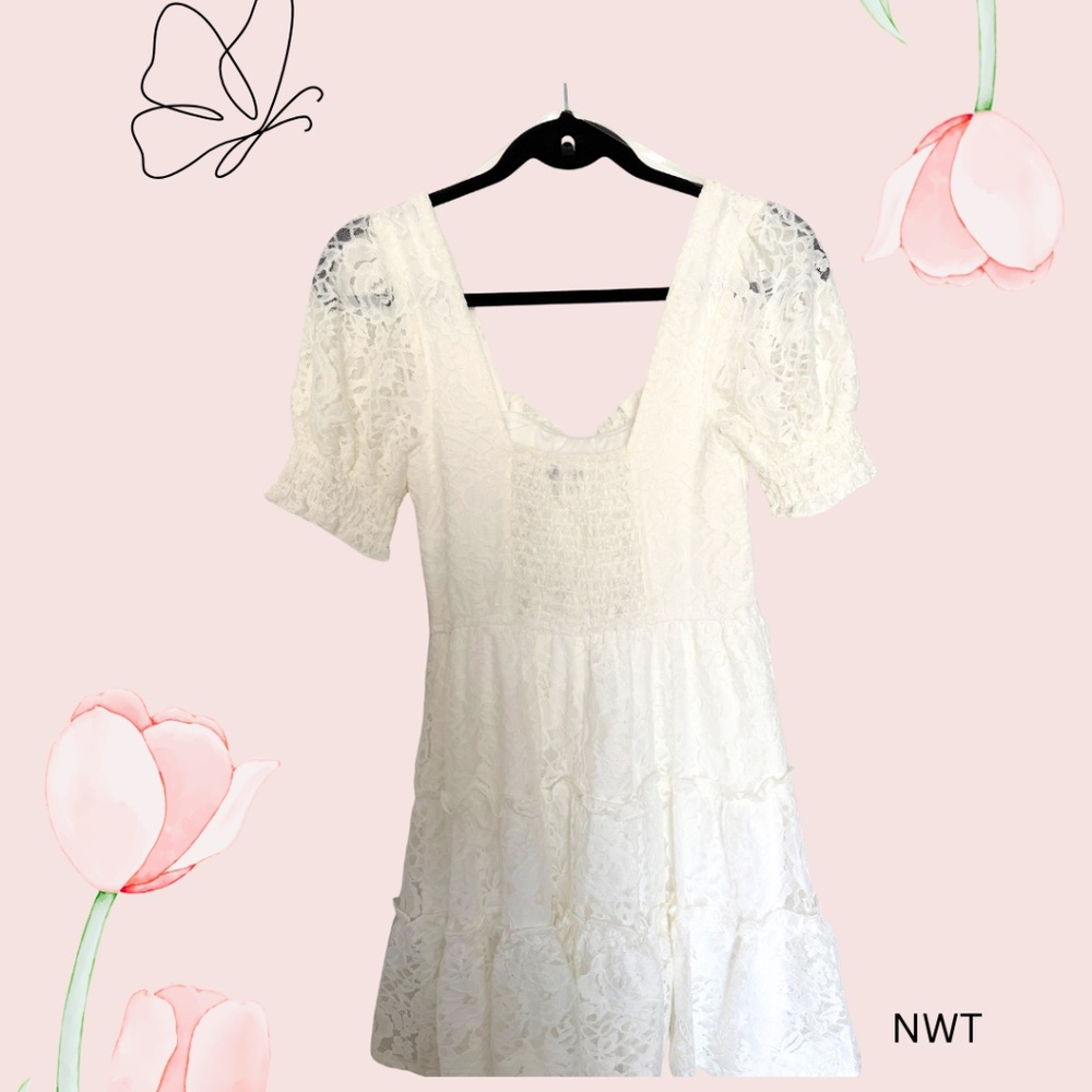 Xtraordinary White Lace Tiered Mini Dress - Junior size XS